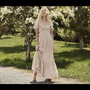 Down Olive Dress-PEACH MARTHA'S GARDEN PRINT